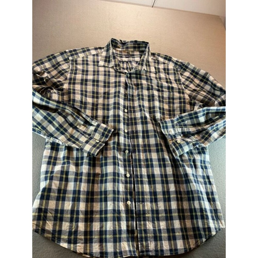 741 GAP blue yellow plaid long sleeve